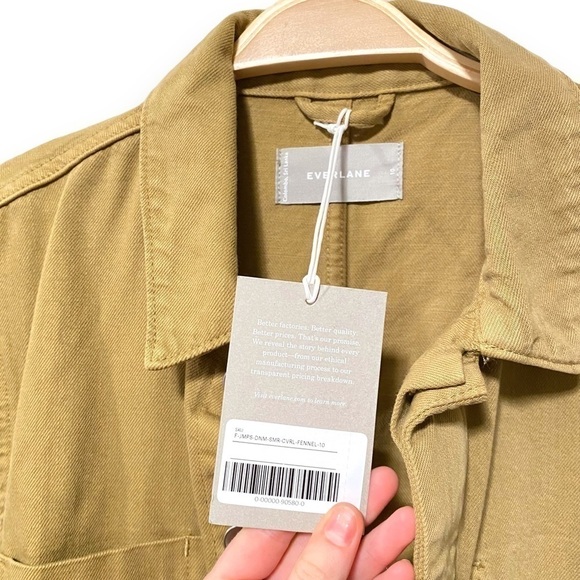 🌼Everlane Supersoft Denim Jean Coverall Jumpsuit Spring Fennel Tan Green 10🌼 - Picture 3 of 5